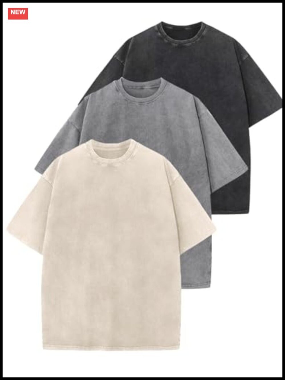 Oversized Vintage Washed Baggy Tee Cotton Polyester Short Sleeve